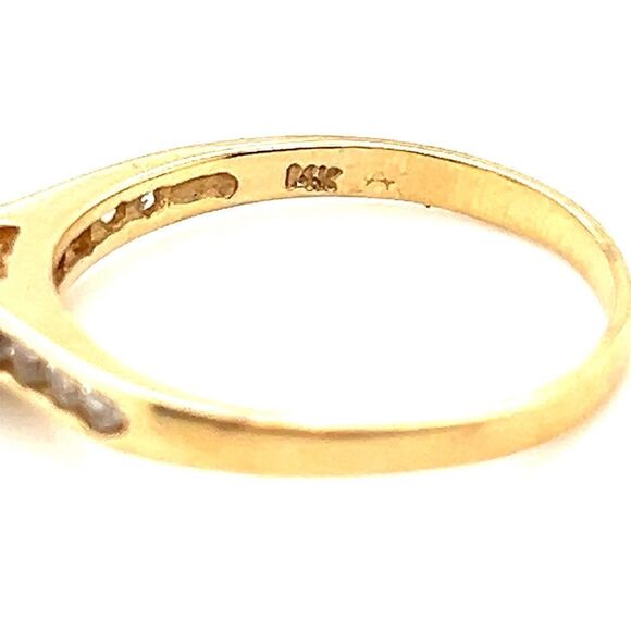 14K Gold Pink/White Cz Solitaire Ring - Picture 11 of 16